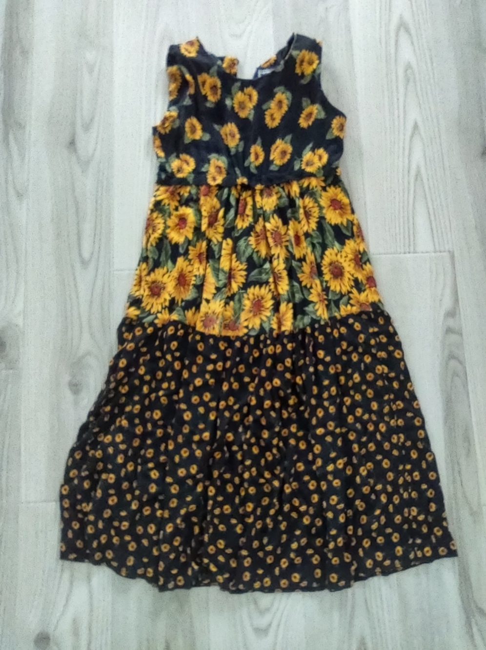 Vintage E.D. Michaels Dress Size 12  Cottagecore Sunflower Sleeveless Long Maxi